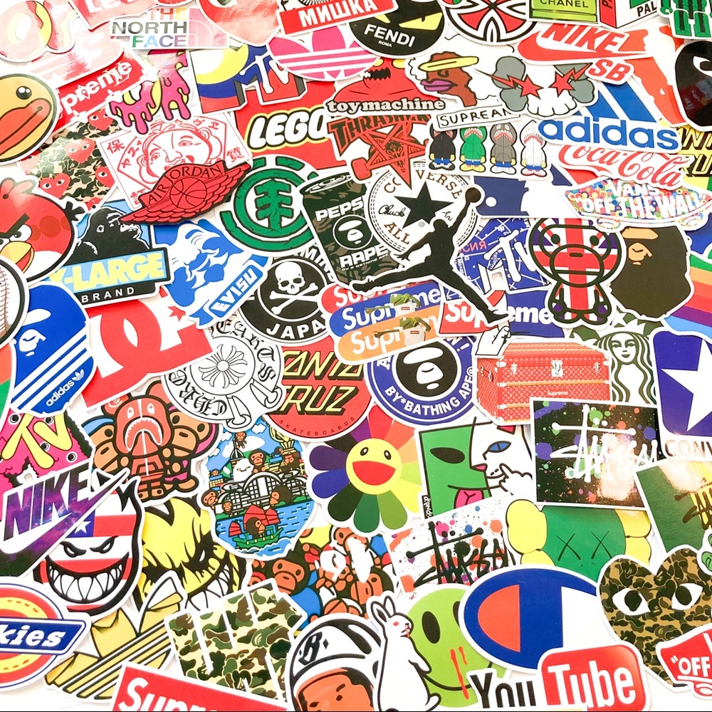 100 Brand name waterproof trendy stickers